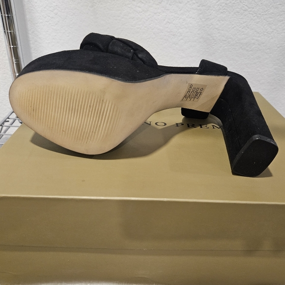 659 Bruno Premi Leather Black High Block Heel Platform Sandals EU 38 - Picture 4 of 4